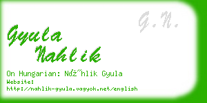 gyula nahlik business card